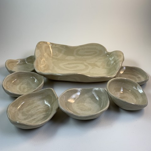 Set de fuente con seis pocillos. Técnica nerikomi