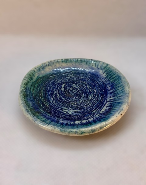 Mini platito cobre cobalto con textura tela