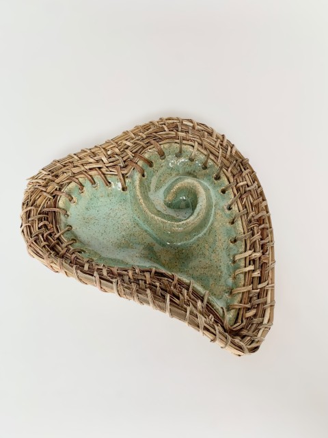 Corazón celeste mediano con tejido pequeño