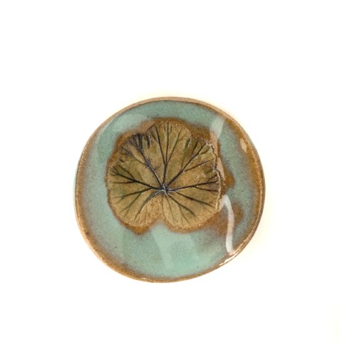 Platito hoja cobre y celeste