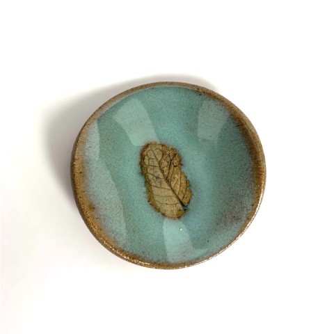 Platito hoja cobre y celeste